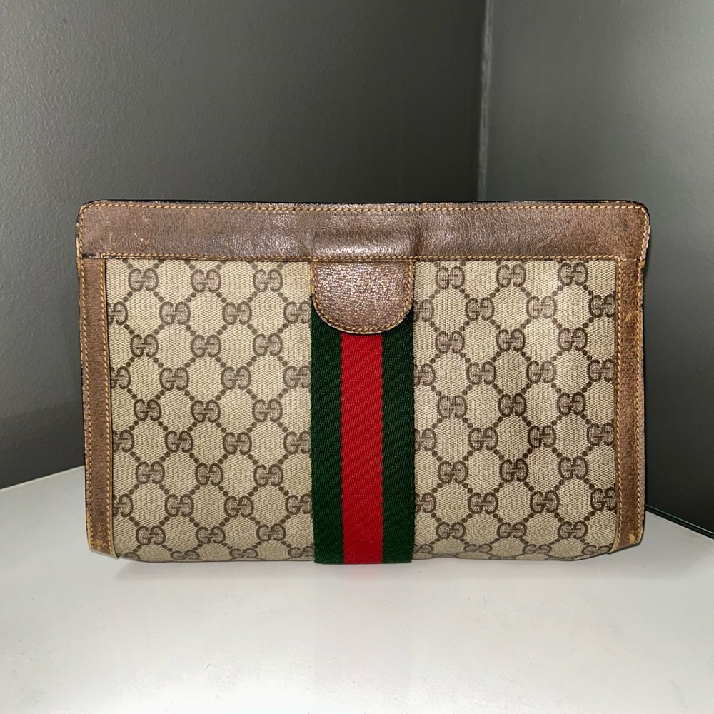 Vintage Gucci Supreme Sherry Line Clutch Bag 89•01•002